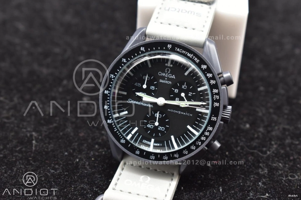 Omega Strap x to Bioceramic Mercury on Quartz Nylon Mission Moonwatch Swatch 1227